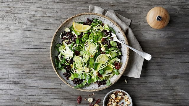 069.Shredded Brussels Sprouts Salad With Cranberries & Black Rice