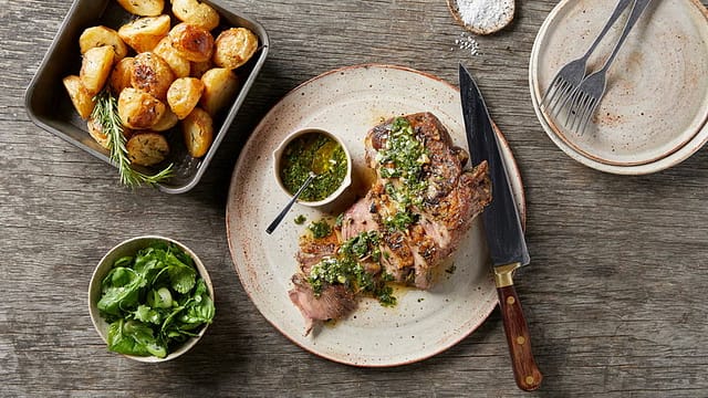 219.Roast Lamb With Mint Garlic Sauce