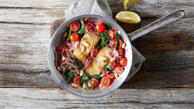 240.One-Pan Fish With Beans & Tomatoes